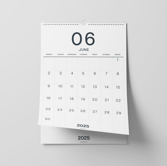 Mid-Year Wall Calendar 2025–2026, Black on White, Large Numbers, A3 Size