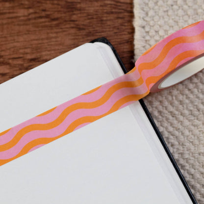 Wiggle Wave Washi Tape, Pink & Orange