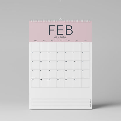 2026 Wall Calendar, Core Colour, A3
