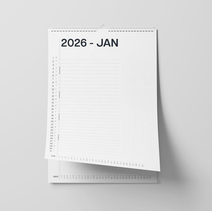2026 Planning Calendar, Single Column, A4