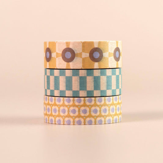 Retro Florals Washi Tape Set, 3 pack