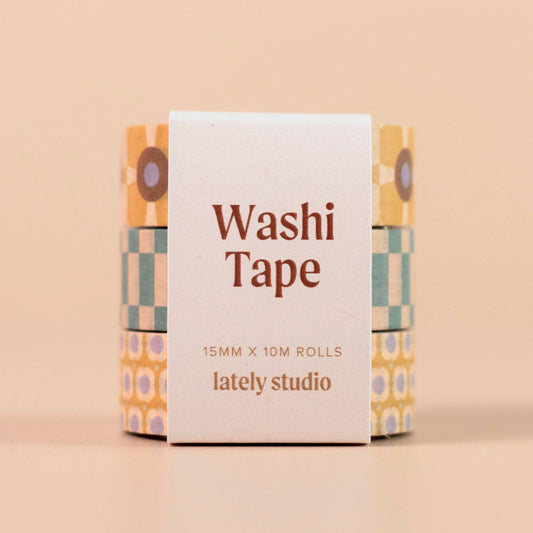 Retro Florals Washi Tape Set, 3 pack