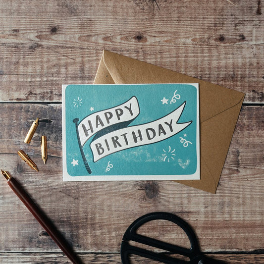 Happy Birthday Flag, Letterpress Card