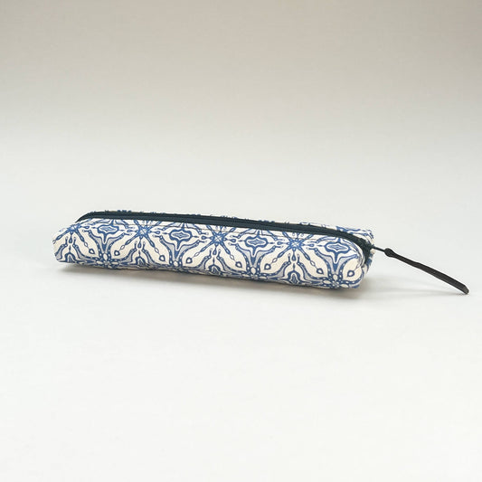 Blue Tile Slim Pencil Case
