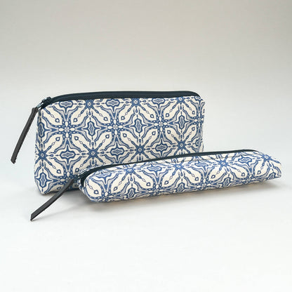 Blue Tile Slim Pencil Case