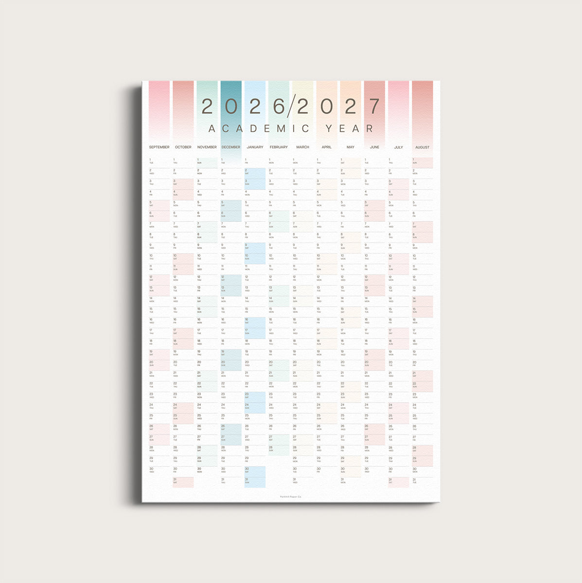 2026-2027 Academic Year Wall Planner, A2 Size