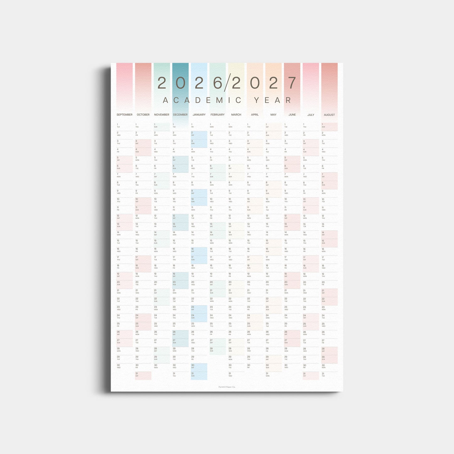 2026-2027 Academic Year Wall Planner, A2 Size