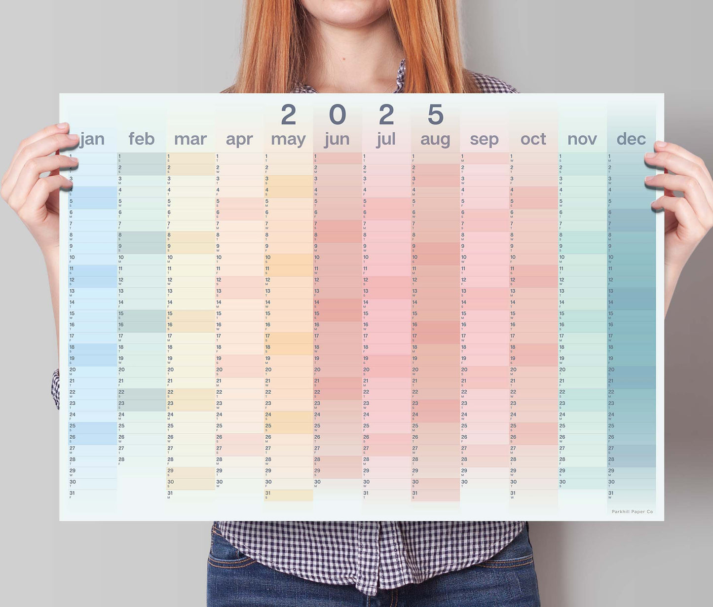 2025 Gradient Colours Wall Planner, A2 Size, Landscape Format