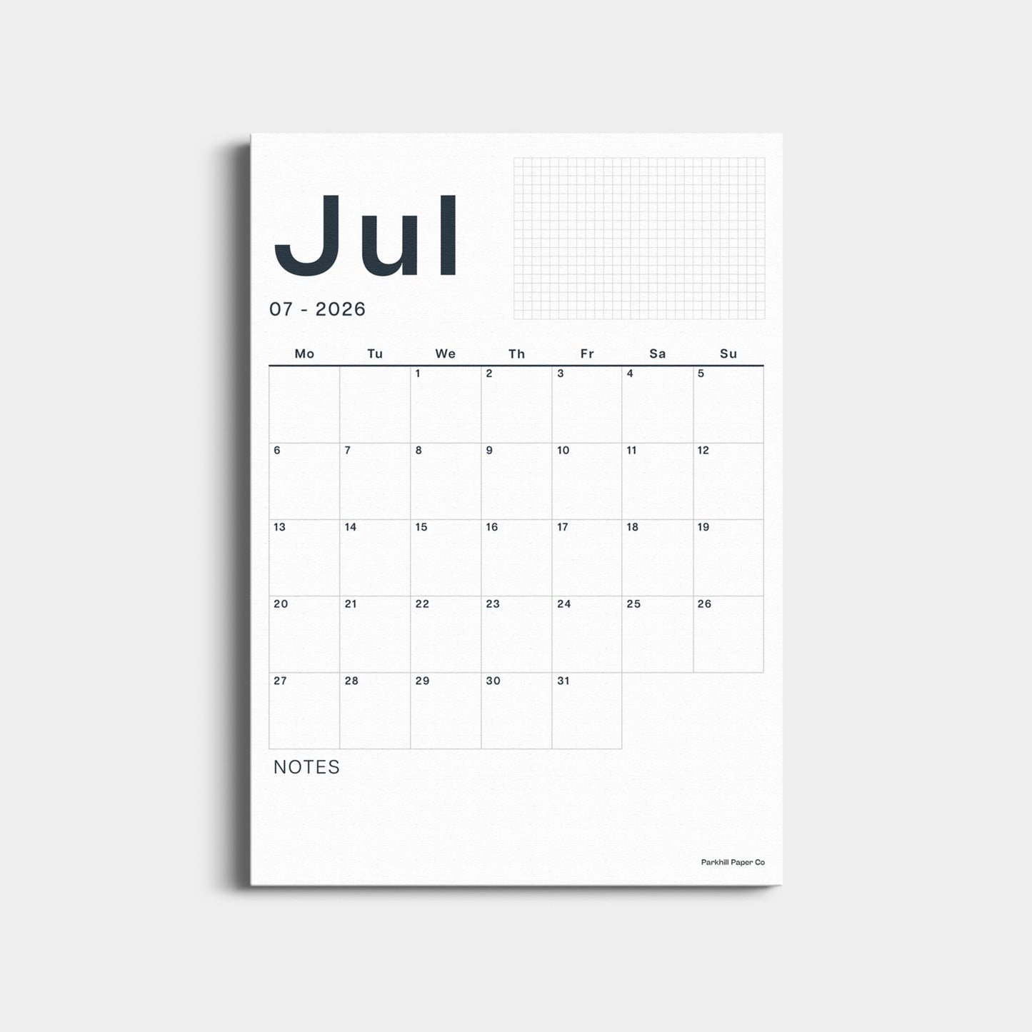 A3 Calendar Sheets – Original Minimal Design, 2026-2027