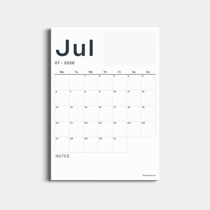 A3 Calendar Sheets – Original Minimal Design, 2026-2027