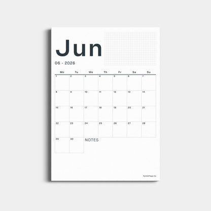 A3 Calendar Sheets – Original Minimal Design, 2026-2027