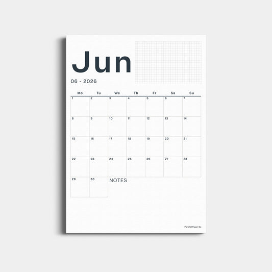 A3 Calendar Sheets – Original Minimal Design, 2026-2027