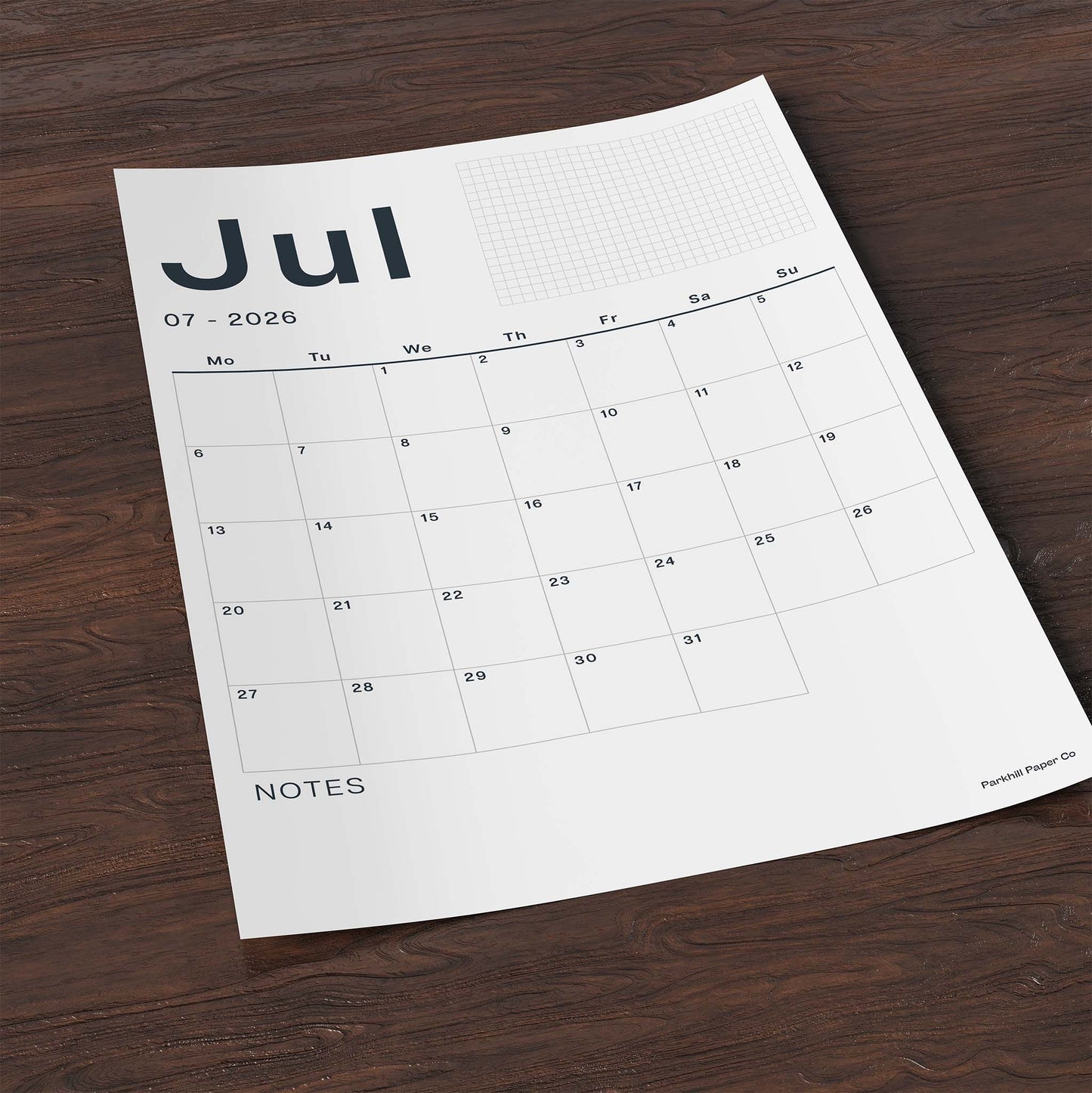 A3 Calendar Sheets – Original Minimal Design, 2026-2027