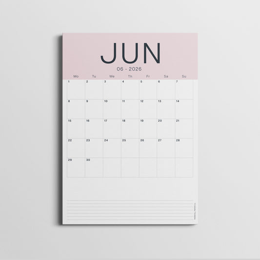 A3 Calendar Sheets – Coastal Colours, Monthly Planner, 2025–2026, Individual Pages