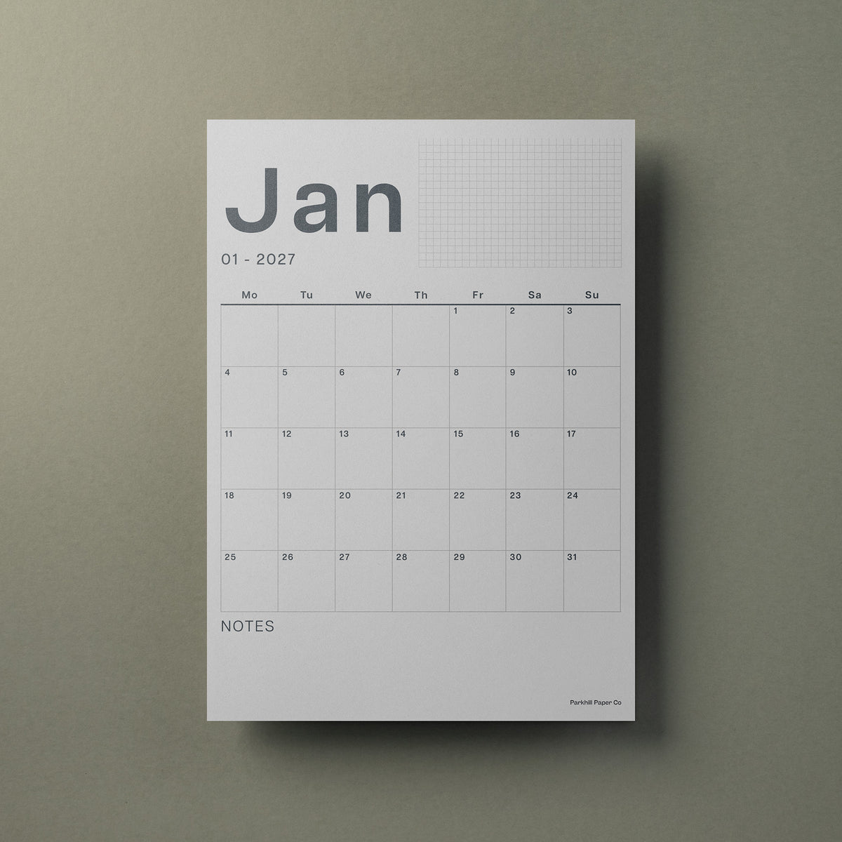 A3 Calendar Sheets – Original Minimal Design, 2026-2027