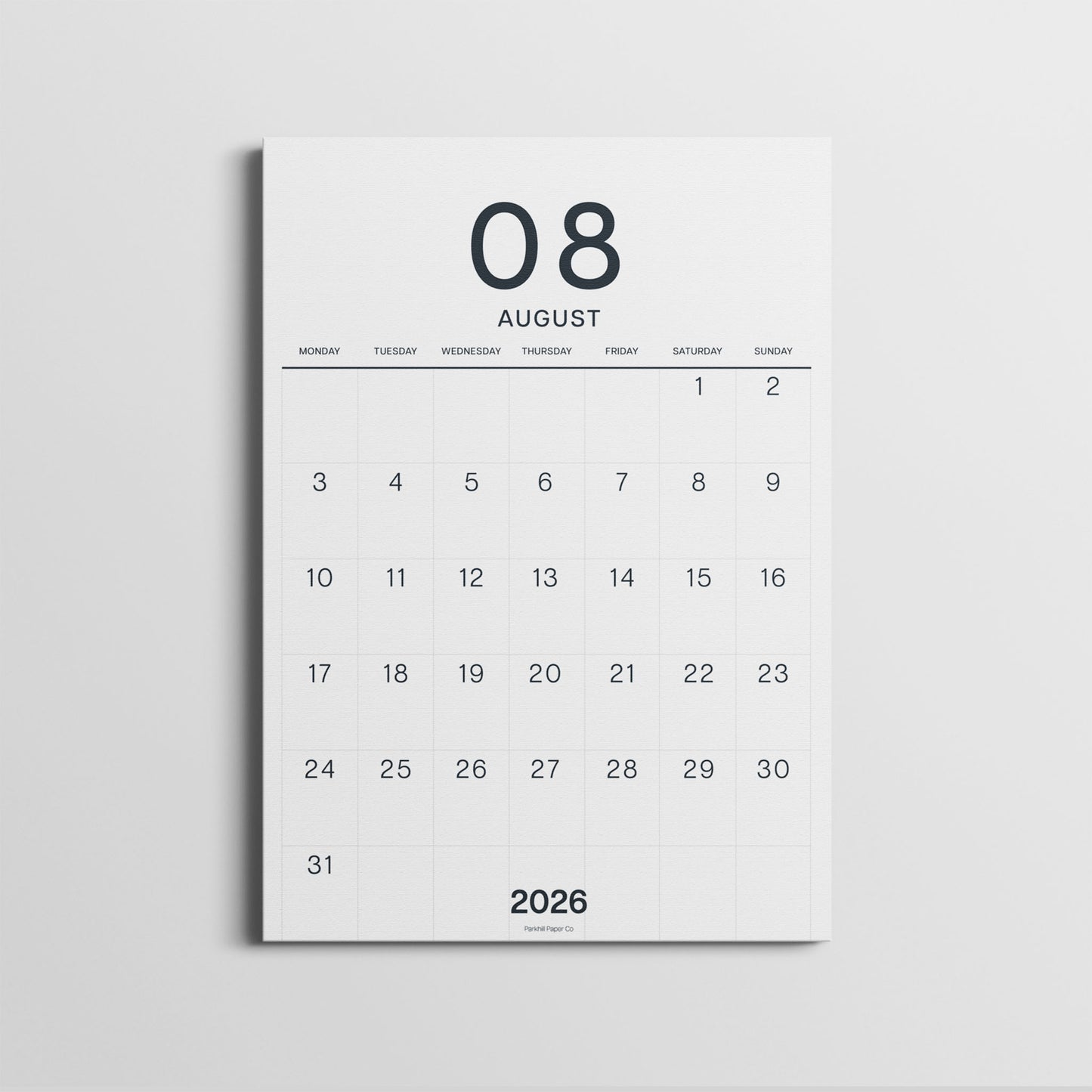 A3 Calendar Sheets, Large Numbers, Monthly Planner, Monday Start