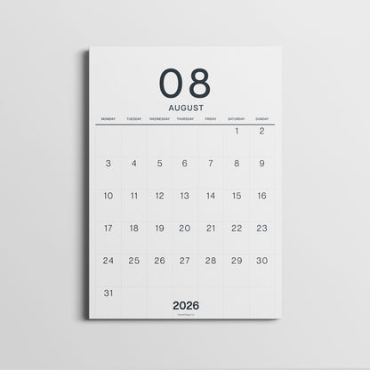 A3 Calendar Sheets, Large Numbers, Monthly Planner, Monday Start