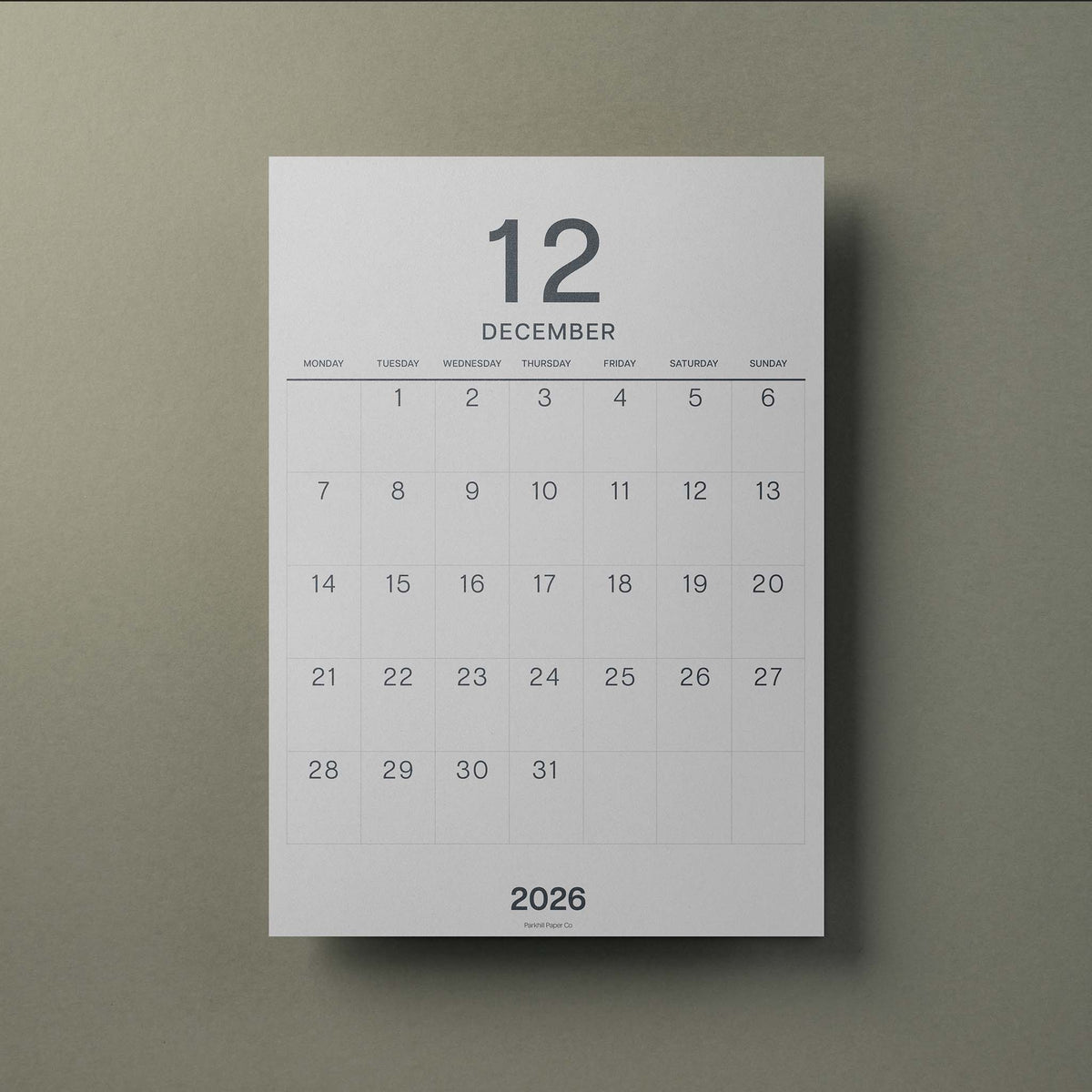 A3 Calendar Sheets, Large Numbers, Monthly Planner, Monday Start