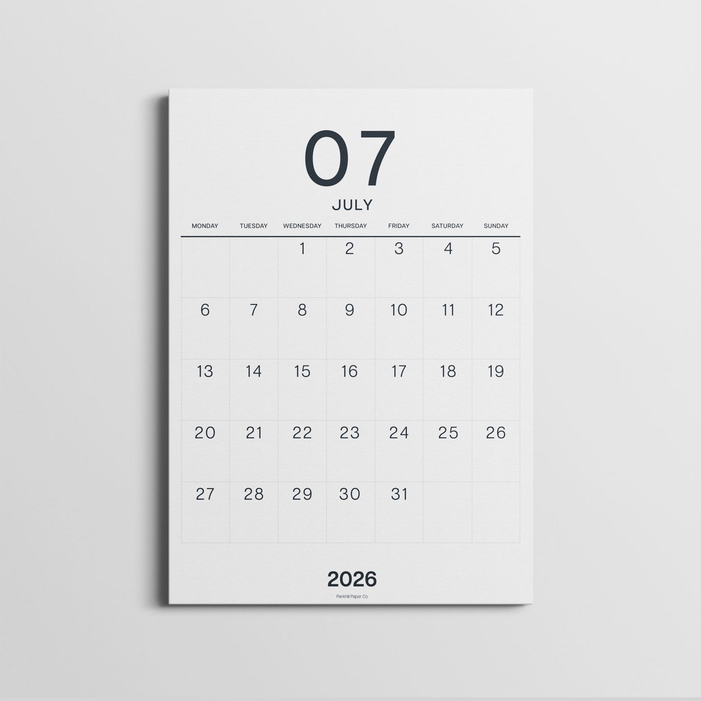 A3 Calendar Sheets, Large Numbers, Monthly Planner, Monday Start