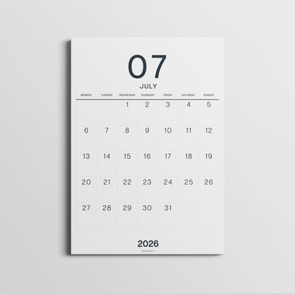 A3 Calendar Sheets, Large Numbers, Monthly Planner, Monday Start