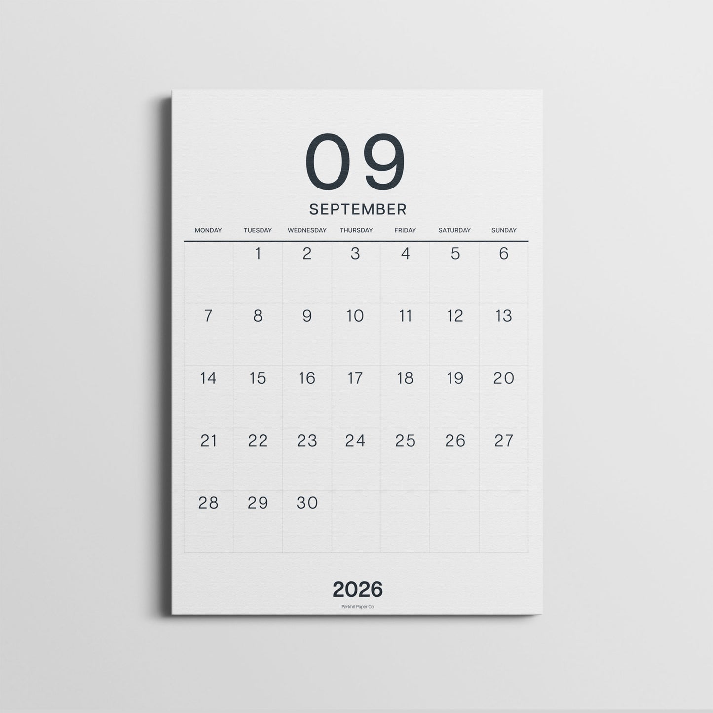 A3 Calendar Sheets, Large Numbers, Monthly Planner, Monday Start