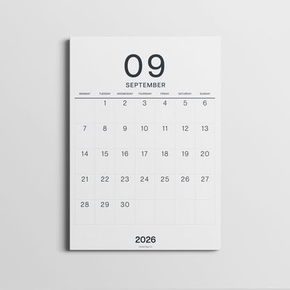A3 Calendar Sheets, Large Numbers, Monthly Planner, Monday Start
