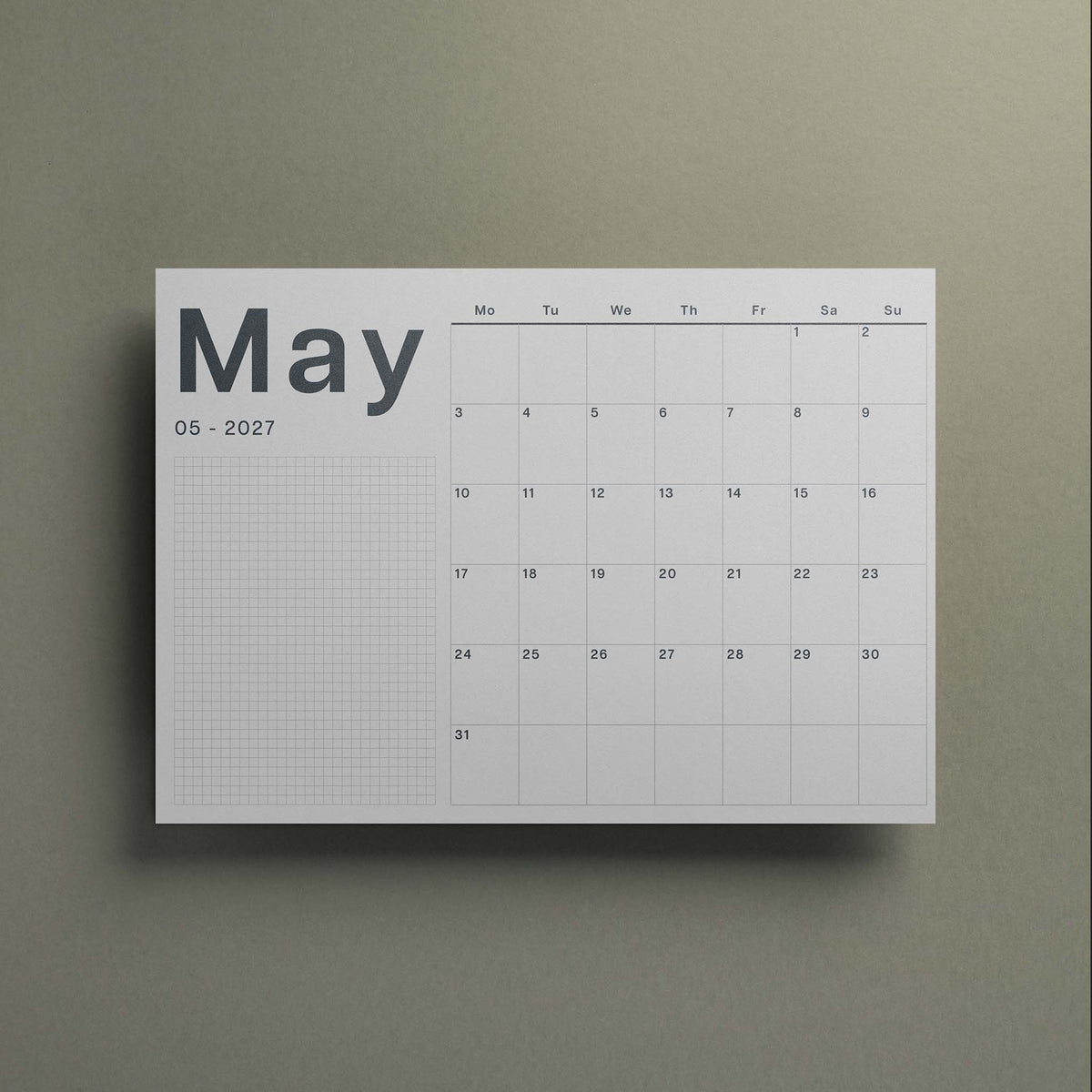 A3 Wall Calendar Sheets, Start Any Month, Landscape