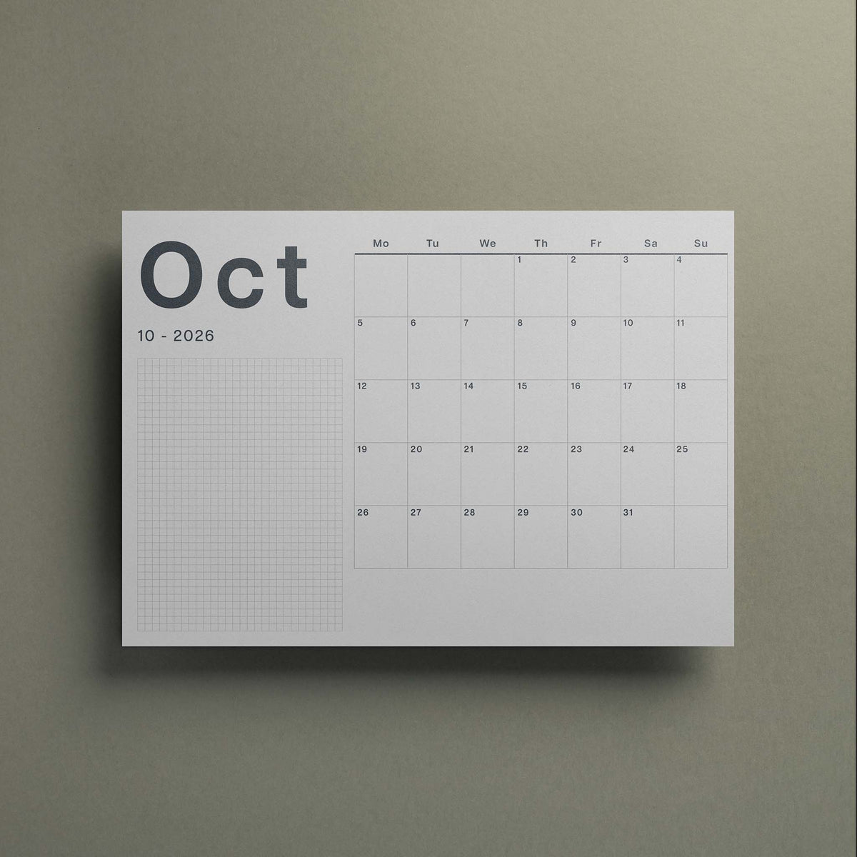 A3 Wall Calendar Sheets, Start Any Month, Landscape