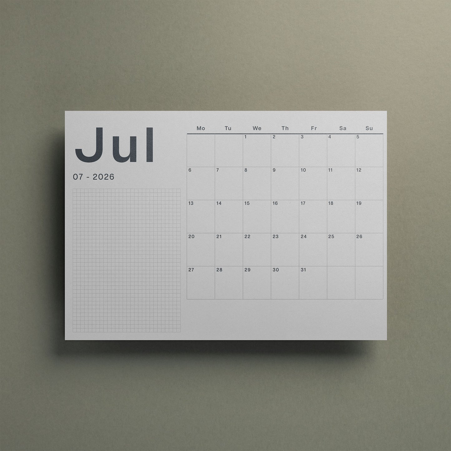 A3 Wall Calendar Sheets, Landscape