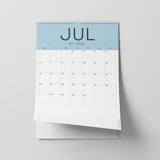 2026 - 2027 Wall Calendar, Coastal Colours Edition, A3