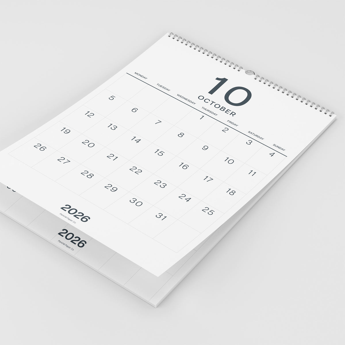 2026-2027 Wall Calendar, Black on White, Large Numbers, A3 Size
