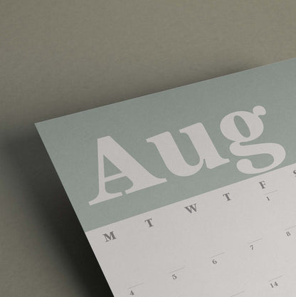 A3 Wall Calendar Sheets, Green & White, Start Any Month, 2025-2026,