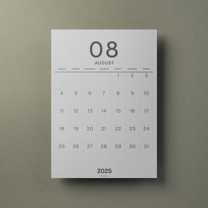 A3 Calendar Sheets, Large Numbers, Monthly Planner, Monday Start