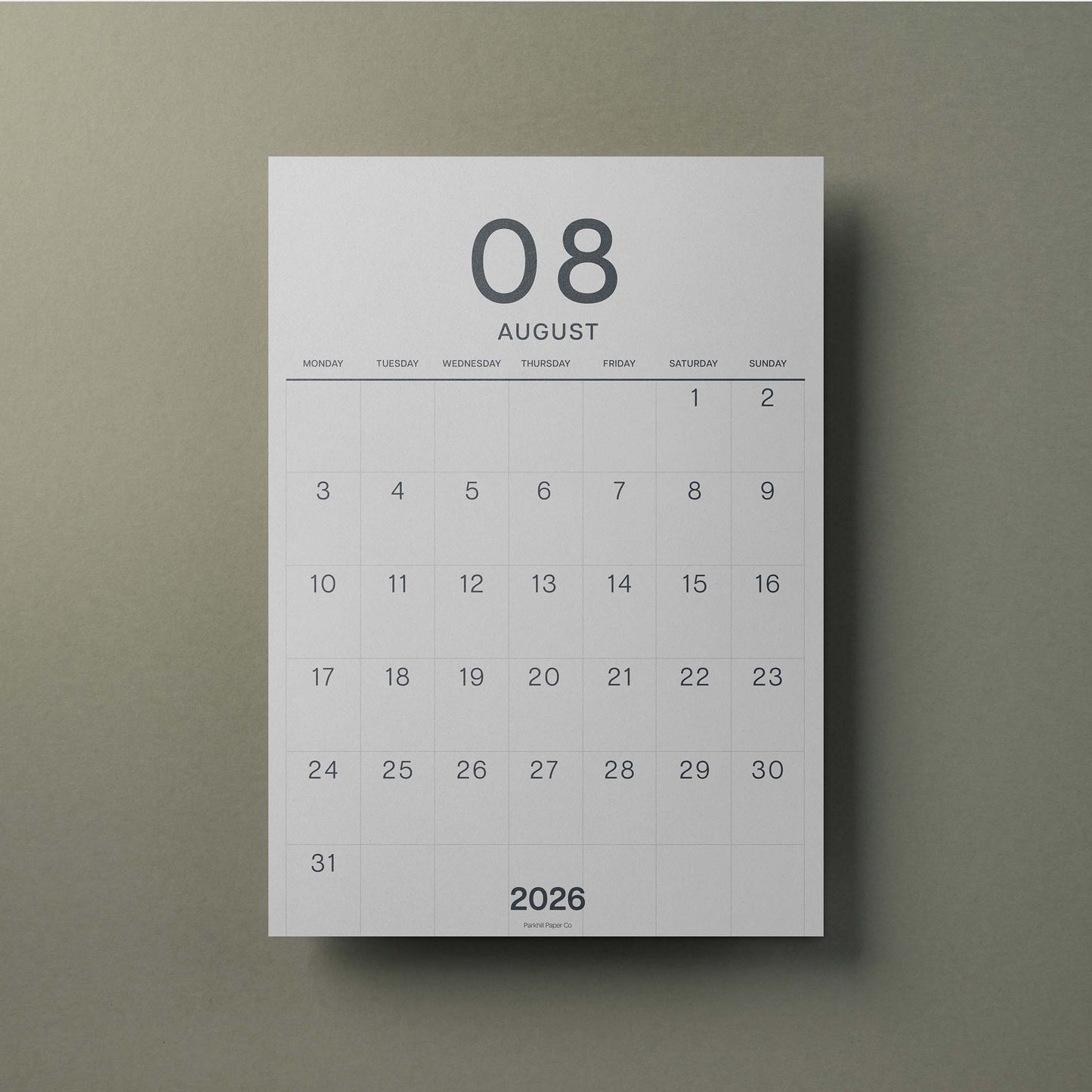 A3 Calendar Sheets, Large Numbers, Monthly Planner, Monday Start