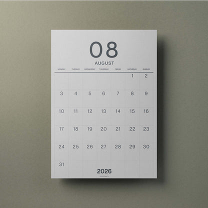 A3 Calendar Sheets, Large Numbers, Monthly Planner, Monday Start