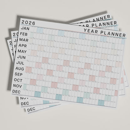2026 Large Colour Wall Planner, Coastal Colours