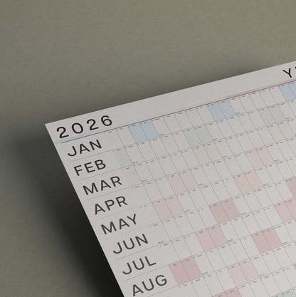 2026 Large Colour Wall Planner, Coastal Colours
