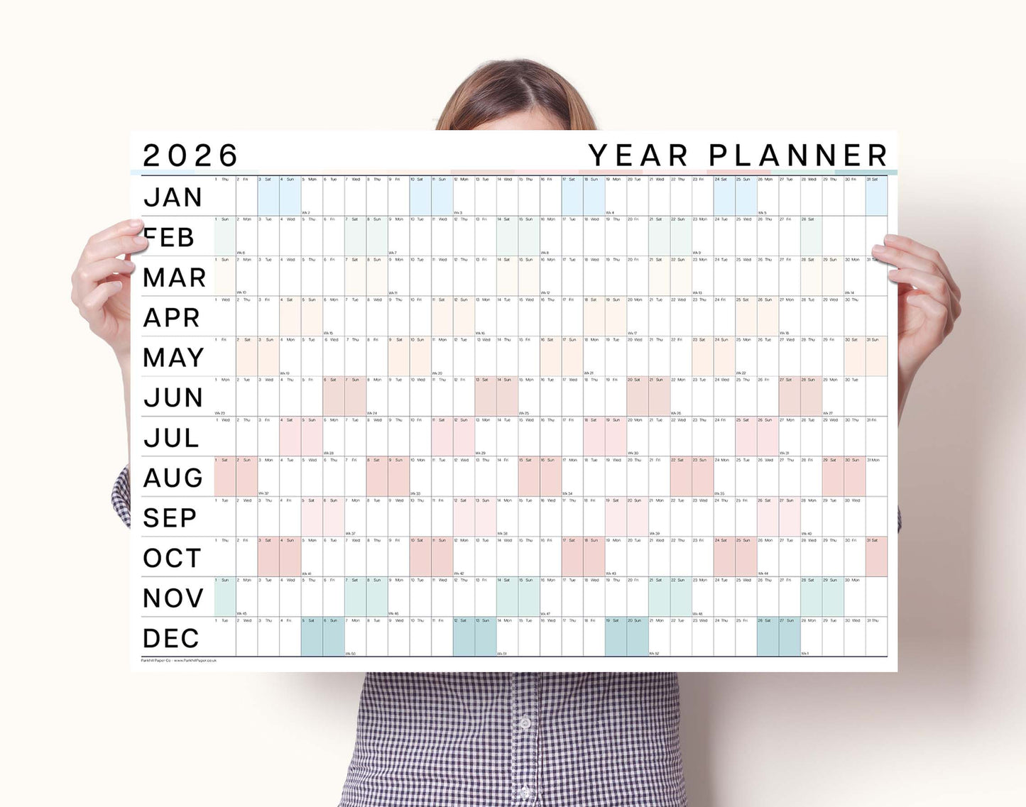 2026 Large Colour Wall Planner, Coastal Colours