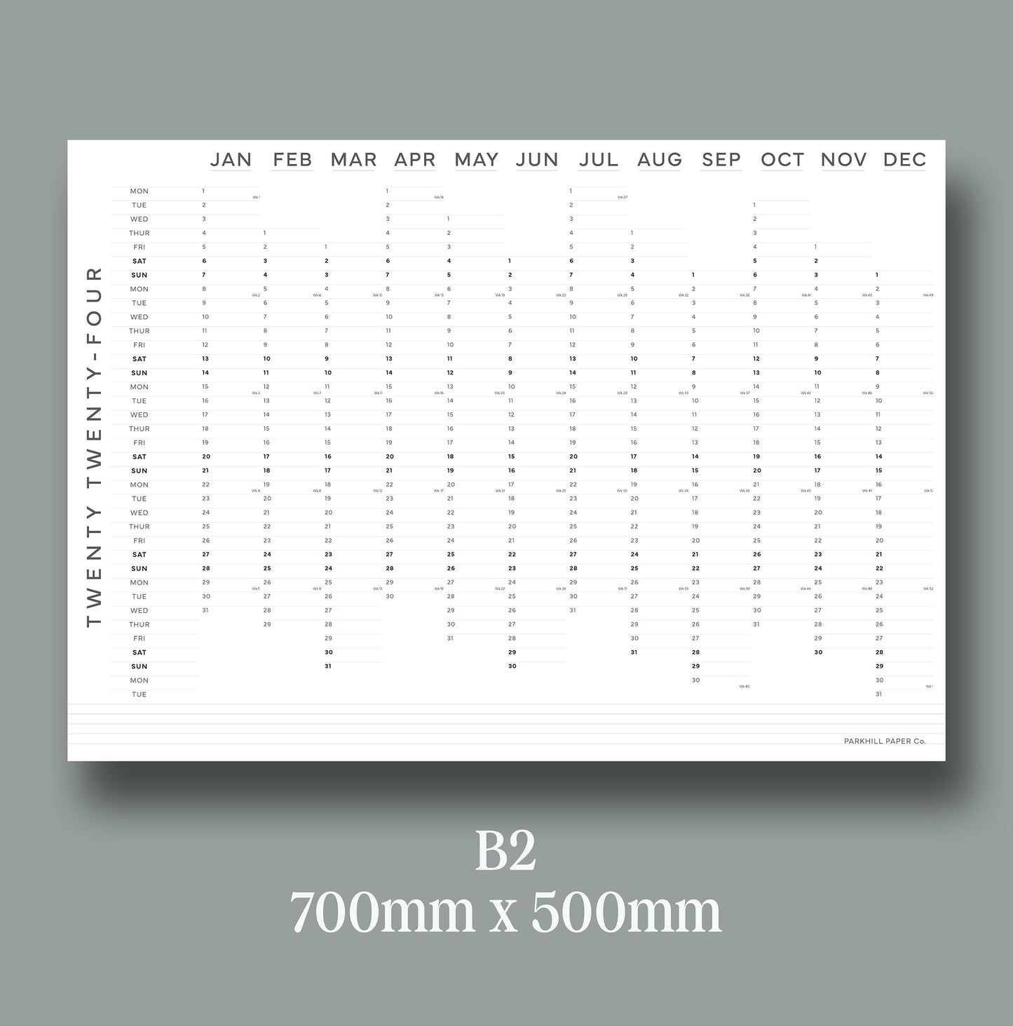 2024 B2 Large Wall Planner, Year Planner, Minimal Design, Year At A Glance, 2024 Wall Calendar | Monthly Planner