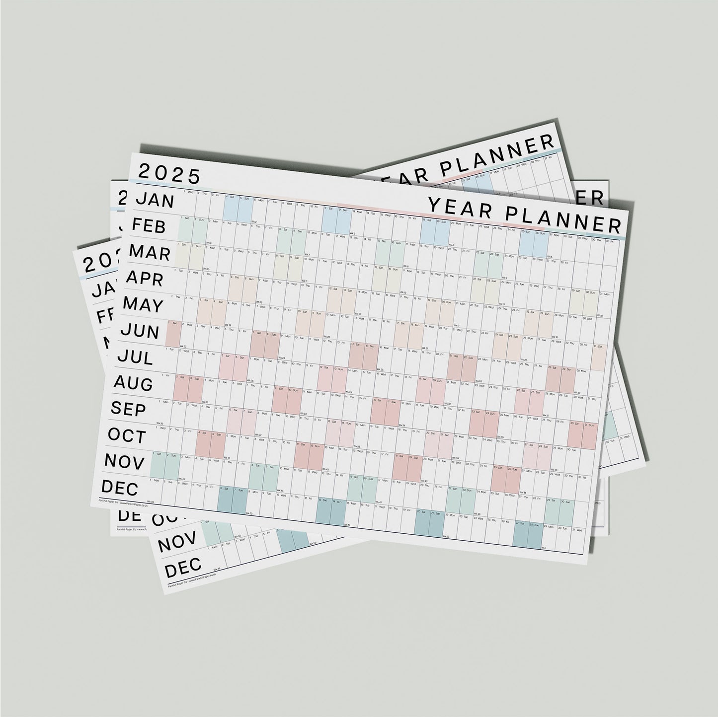 2025 Large Colour Wall Planner, Coastal Colours