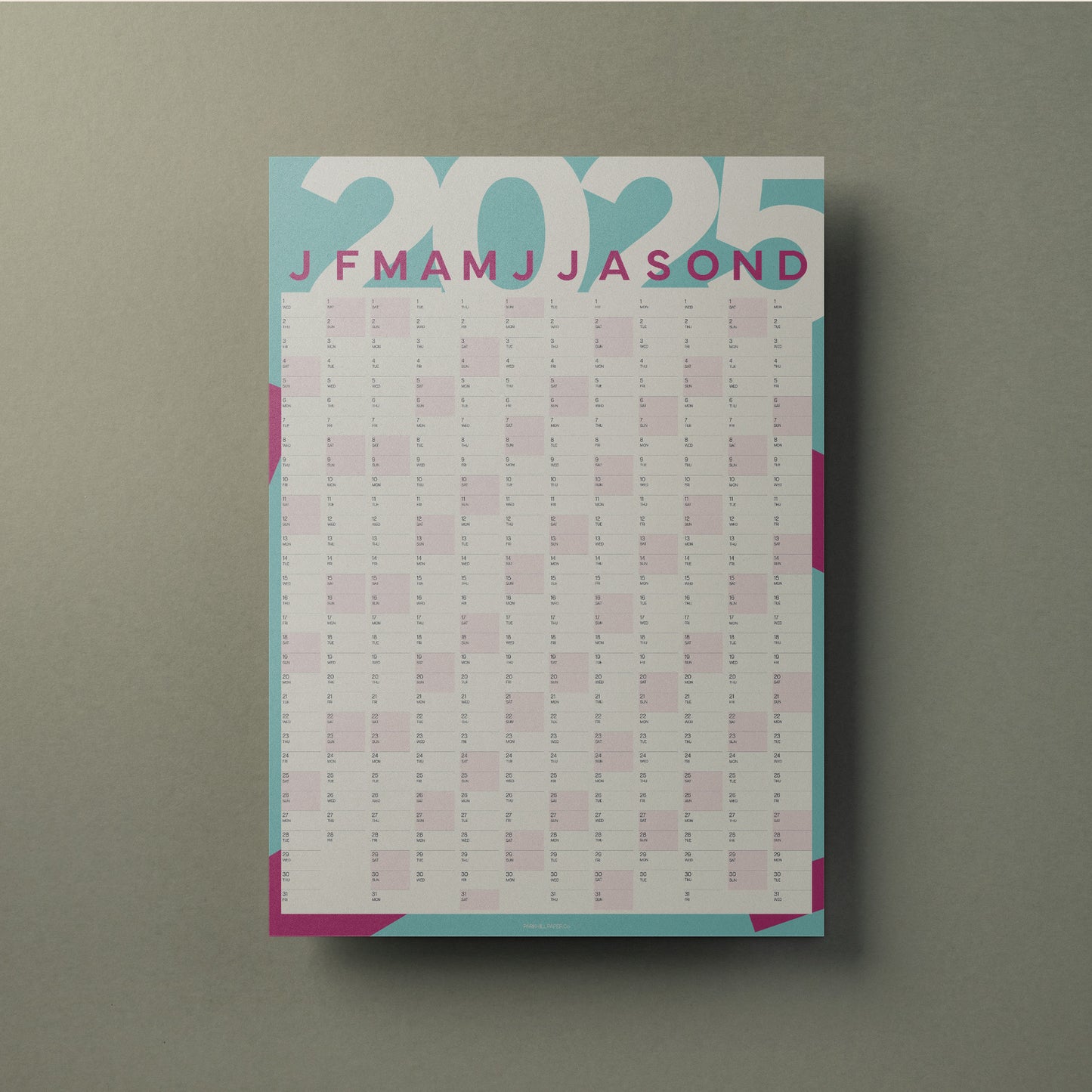 2025 Candy Colour Wall Planner