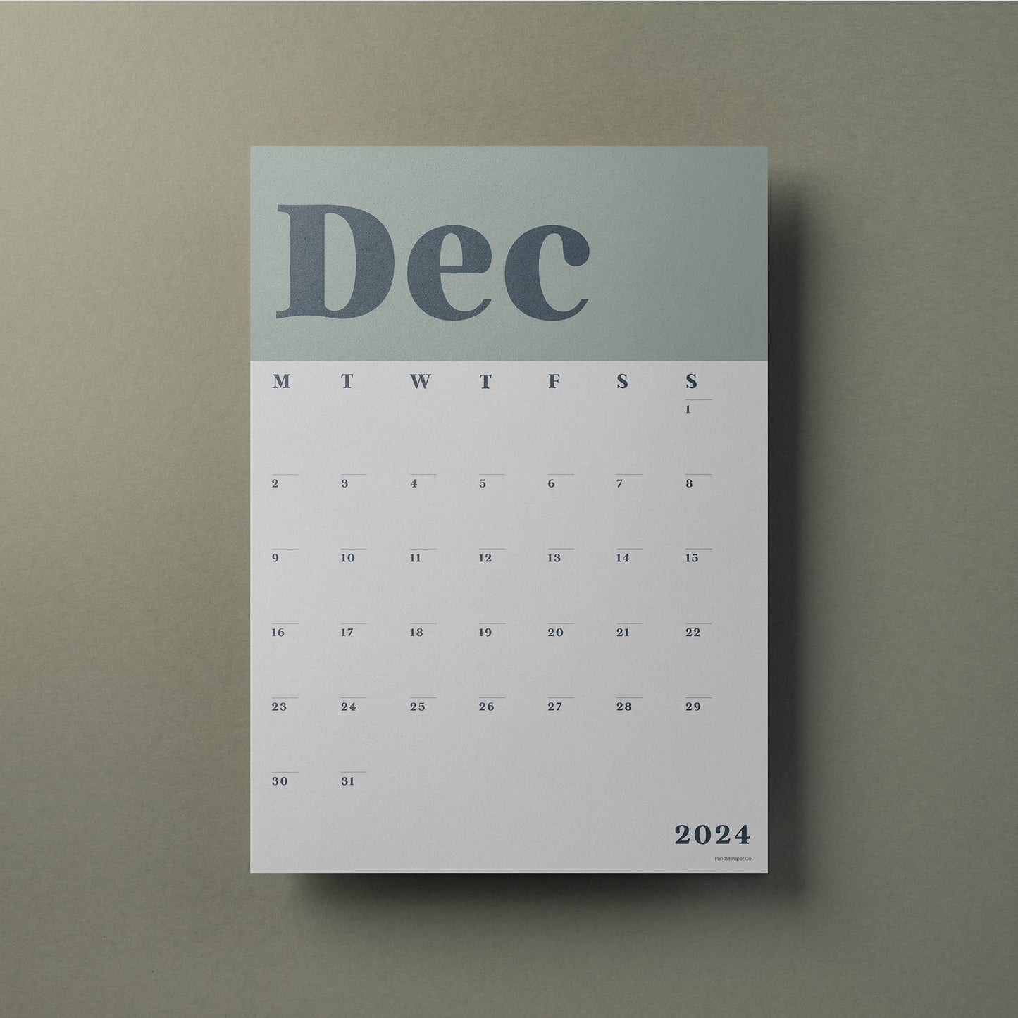 A3 Wall Calendar Sheets, Signature Green, Individual Sheets, Start Any Month, 2024 - 2025 Wall Calendar