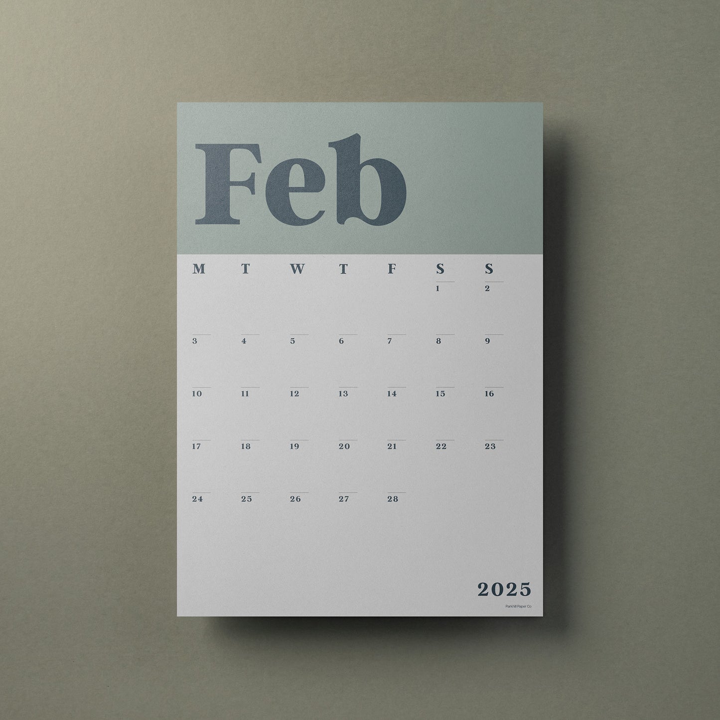 A3 Wall Calendar Sheets, Signature Green, Individual Sheets, Start Any Month, 2025 - 2026 Wall Calendar