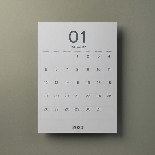 A3 Calendar Sheets, Large Numbers, Monthly Planner, Monday Start