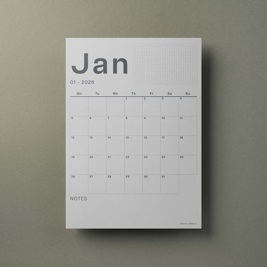 A3 Calendar Sheets – Original Minimal Design, Bold Black & White, 2025-2026