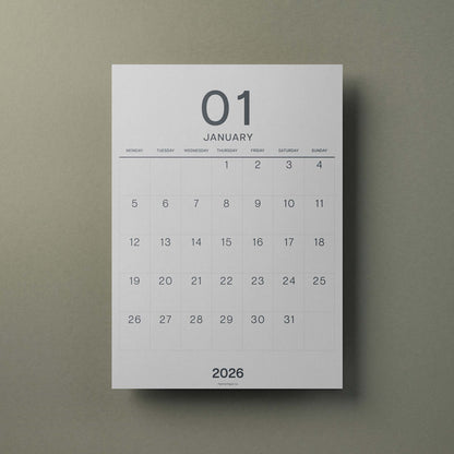 A3 Calendar Sheets, Large Numbers, Monthly Planner, Monday Start