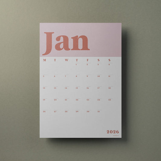 Wall Calendar Sheets, A3 Size, Pink 2025-2026