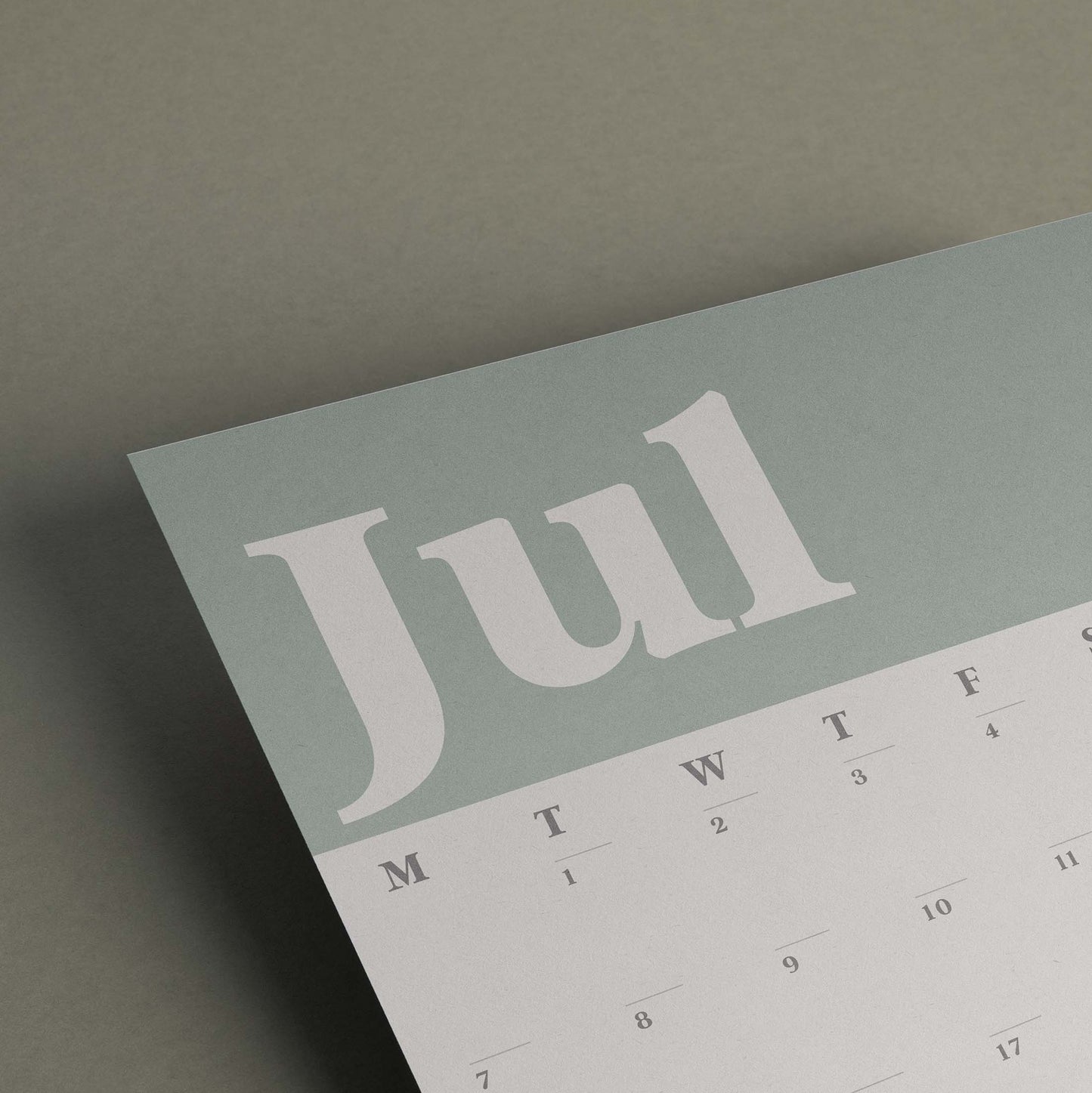 A3 Wall Calendar Sheets, Green & White, Start Any Month, 2025-2026,