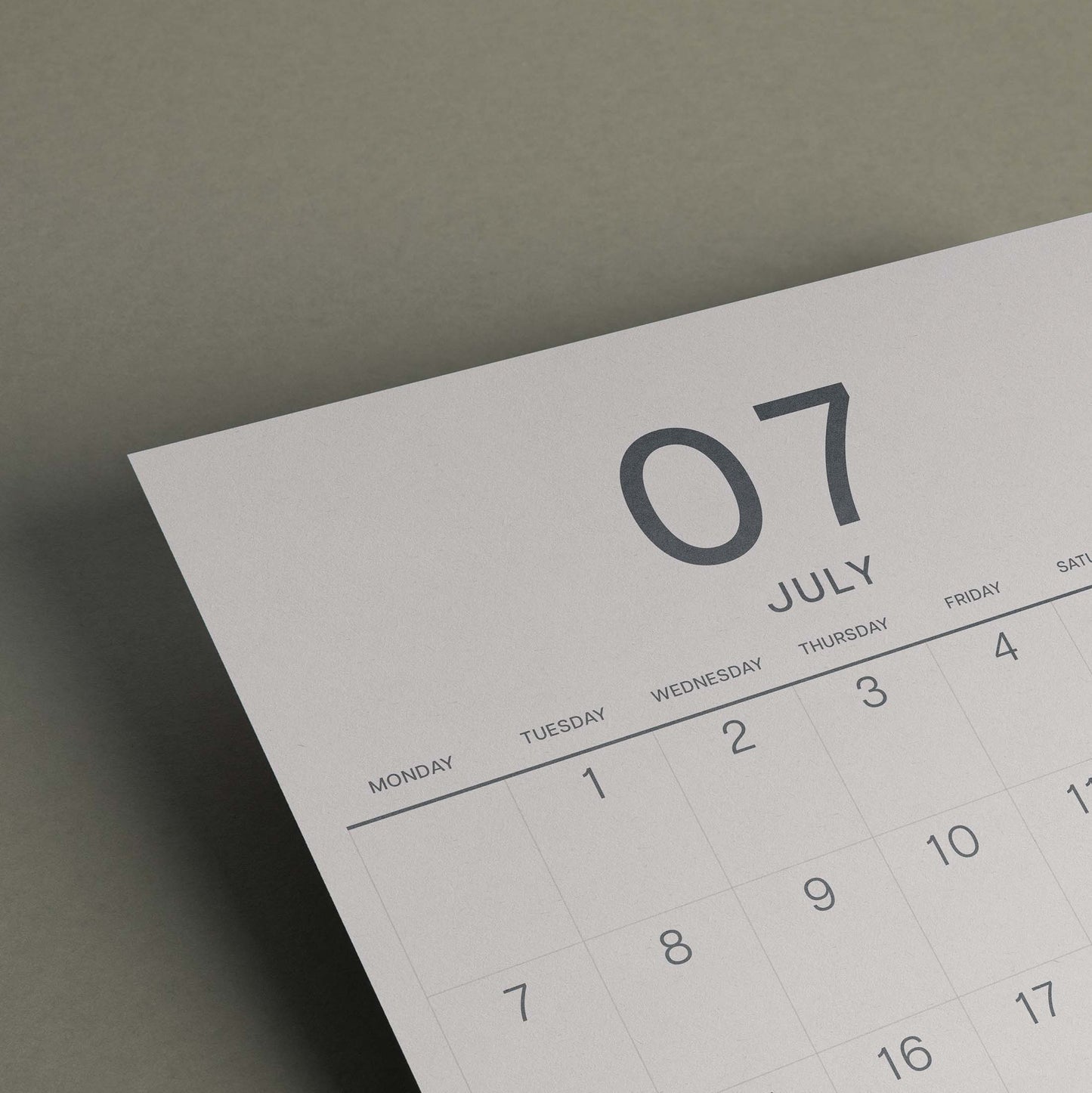 A3 Calendar Sheets, Large Numbers, Monthly Planner, Monday Start