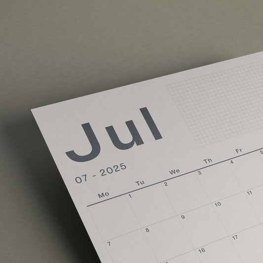 A3 Calendar Sheets – Original Minimal Design, Bold Black & White, 2025-2026